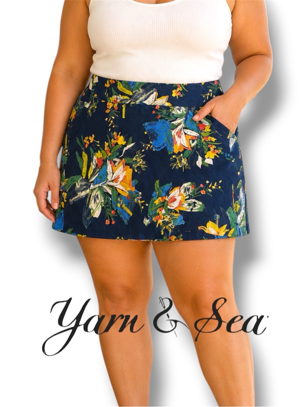 Yarn & Sea Skort Pull On Floral Print Size 12